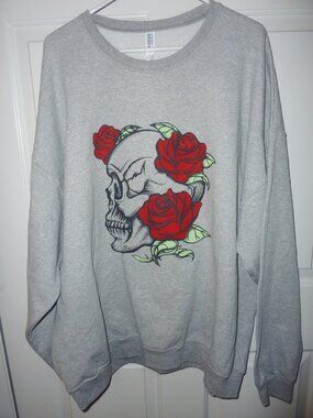 Mint Jerzees Skull and Roses Pullover Sweatshirt Size 3XL